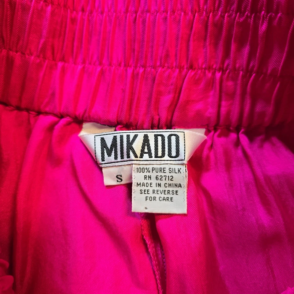 Pantalones Mikado Para Mujer Talla Pequeña Rosa Neón Seda Cónicos Pull On Informales Ligeros Foto 3 de 4
