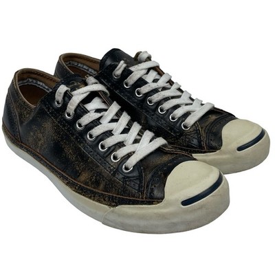 Converse Jack Purcell Wingtip Mens 8 Black Distressed Leather Brogue Sneakers