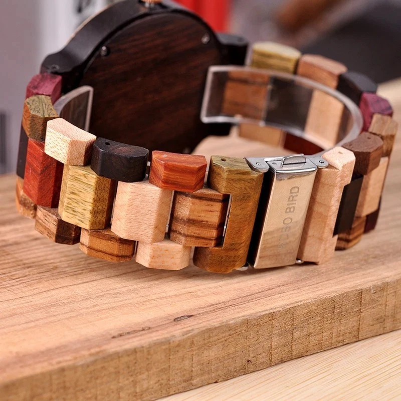 Reloj de madera Relojes de madera Hombre Cuarzo japonés Relojes para hombre Visualización de fecha de lujo Foto 3 de 4