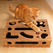 Brown Cat Scratch Nail File Box Enrichment Toy for Indoor Cats Sandpaper Inside