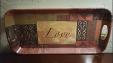 Evergreen LOVE browns rust colored  Melamine 15” Tray NEW RARE