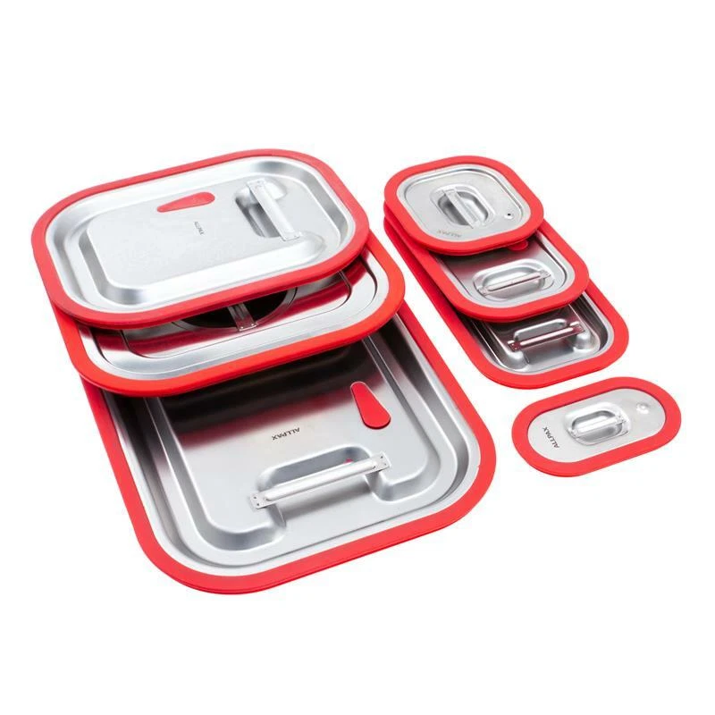 GN Deckel Silikonrand mit Dichtung Gastronorm Edelstahl ALLPAX Größe 1/1 bis 1/9