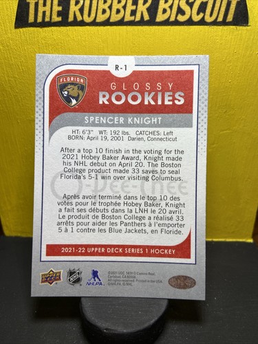2021-22 Upper Deck O-Pee-Chee Glossy Rookies R 1 Spencer Knight Panthers - Bild 2 von 2