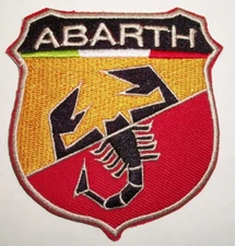 Fiat Abarth~Embroidered Patch~Auto Racing~3" x  2 3/4"~Iron or Sew on