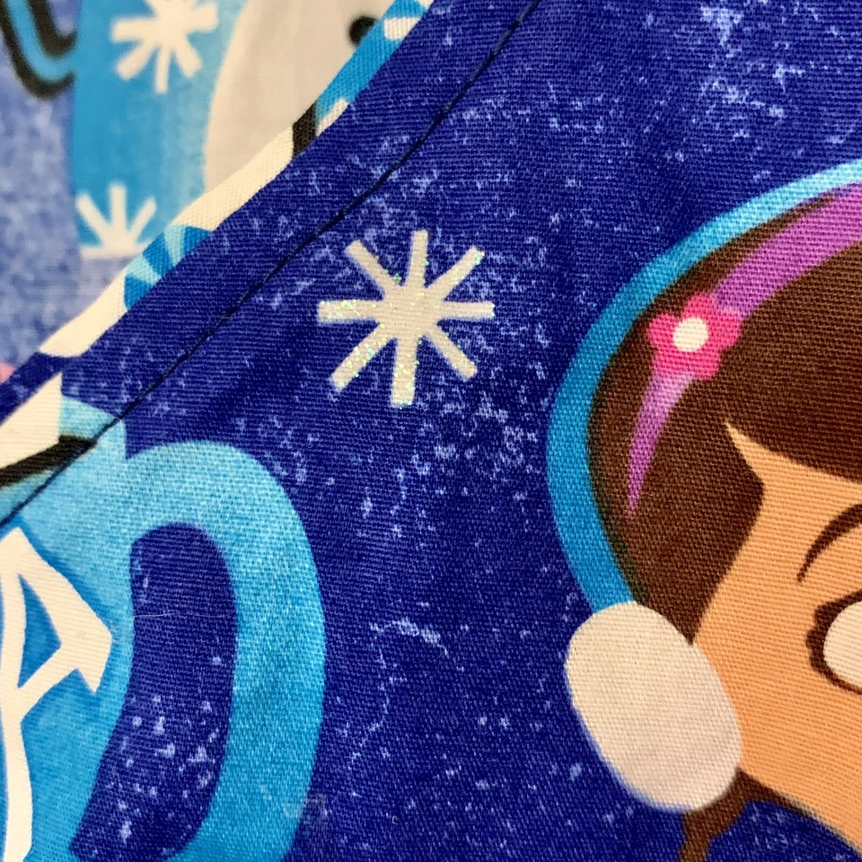 DISNEY Scrubs Tooniforms Prints V-Neck Top In Cocoa Cuddles Glitter Size 3XL NWT - Image 3 of 4