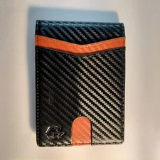 WALLET TO GO SLIM WALLET RFID PROTECTION BLACK/ORANGE VEGAN LEATHER