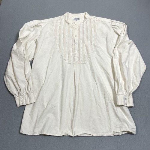 Inter American Trading Shirt Mens XL Beige Peasant Boho Bohemian