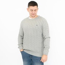 Image of Crew Clothing Mens Oarsmen Jumper Cable Knit Crew Neck Organic Cotton Mid-Weight