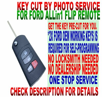 KEY CUT BY PHOTO MZ-STYLE FLIP remote for 2011-2014 FORD MUSTANG 80B KEYLESS FOB