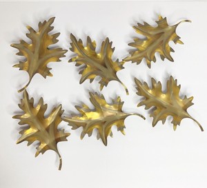 6 Vintage Home Interiors Homco Metal Falling Oak Leaves Wall Decor
