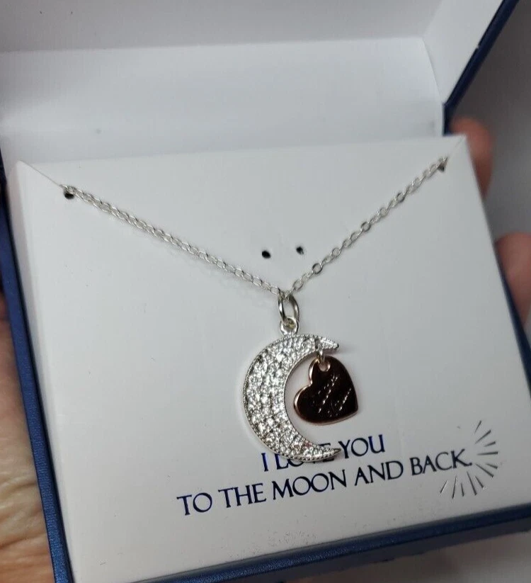 Collar Luna Cristal Genuino Brillo De Kohls "Te Amo" Colgante Foto 3 de 4