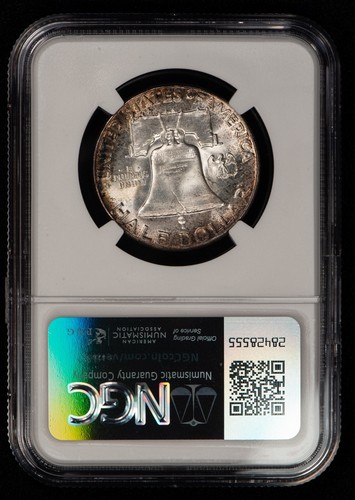 1958 50c Franklin Half Dollar PQ Rainbow Mint Toning - NGC MS 66 - VIDEO - B3481 - Picture 3 of 10