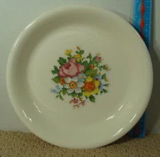 Vintage Bakerite Pie Dish Floral Needlepoint Oven-Tested Made in USA Plate Pan