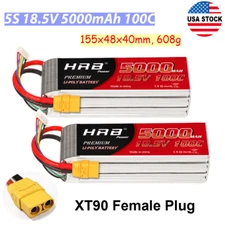 2x HRB 18.5V 5000mAh 5S XT90 100C LiPo Battery for RC Helicopter Drone Car Truck