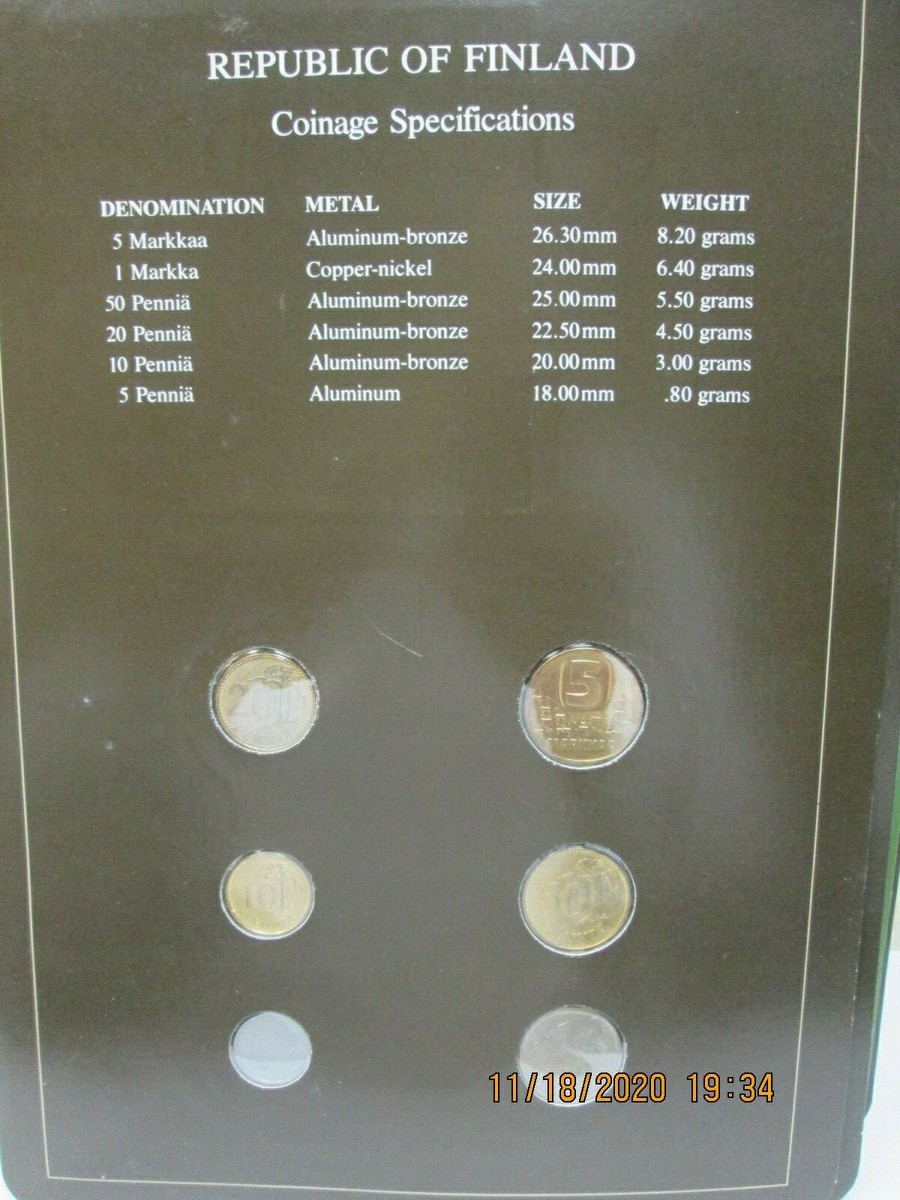 コインセットオールネイションズ　デンマーク　アメリカ　シンガポール　フィンランド FINLAND SET IN FRANKLIN MINT COINS OF ALL NATIONS CARD. 6PC