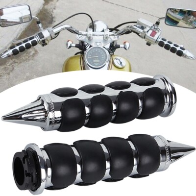1'' Chrome Pointed Grips w/ Throttle Assist for Harley Touring Dyna Softail