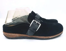 Earth Eteras Casual Clogs Black Suede Leather Slip On Slide Comfort Shoes Sz 7.5