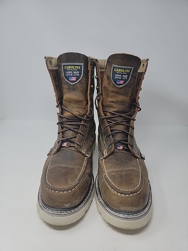 CAROLINA FERRIC USA 8" STEEL TOE WORK BOOT BROWN Mens Size 12 2E Union Made - Picture 2 of 13