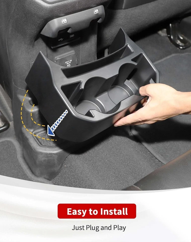 Organizador de caja de almacenamiento montado en el piso portavasos trasero para Jeep Wrangler JL 2018+ Foto 3 de 4