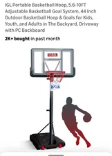 Portable Basketball Hoop, 5.6-10FT Adjustable Basketball Goal System, 44 Inch Ou