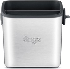 Image of Sage Mini Knock Box Silver / Black Coffee Machine Accessory Compact Grinds Bin