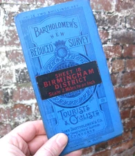 1911 Bartholomew's Tourists & Cyclists Map- Birmingham