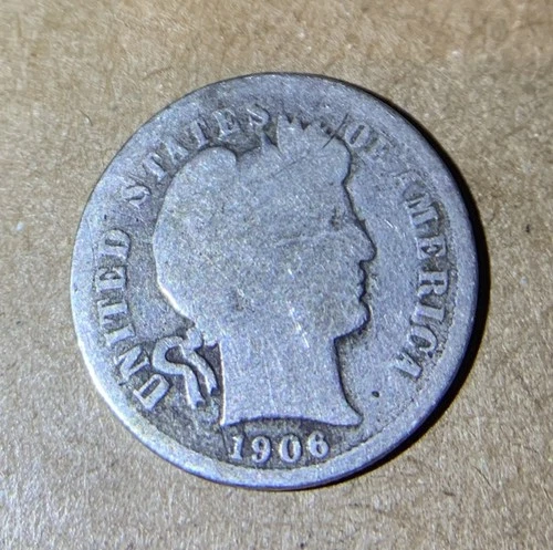 1906-P Barber Dime — photo from the most recent tracked eBay sale
