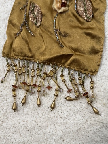 Mary Frances 100 % Seide verzierter Schal Gold Perlen Blumenmuster 54 Zoll - Bild 4 von 9