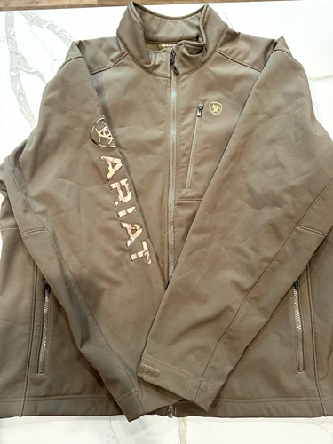 Ariat Men's 2XL Gray Softshell Jacket Full Zip Wind Water Resistant Stand-Up - product listing photo
