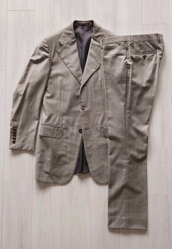 GUCCl Vintage 2000' Beige Check Wool Suit 46 GUCCI by TOM FORD - Picture 2 of 23