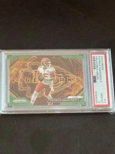2023 Panini Prizm Prizmatic Patrick Mahomes II Fireworks Green PSA 10