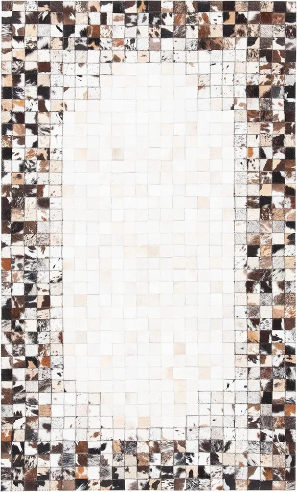 Area Rug Natural Cowhide Hair on Patch Work Leather Room A36 - Image 3 of 4