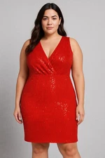 Women’s Red Sequin Sleeveless Bodycon / Cocktail Dress XL