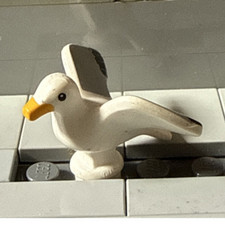 LEGO Seagull Bird Animal Figure White Yellow Black Plastic 1 Piece