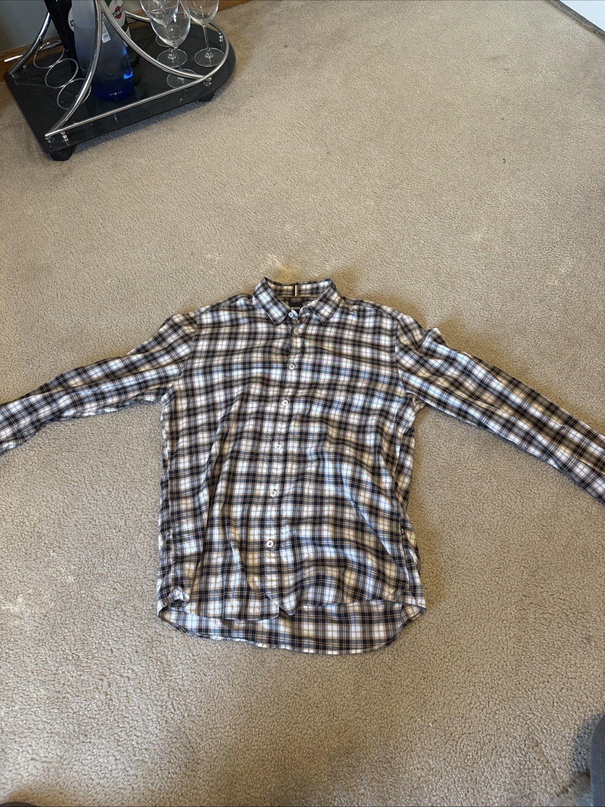 Hugo Boss Men's Long Sleeve Button-Down Black And Gold Size Medium