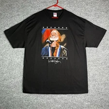 Vintage Willie Nelson T Shirt 2XL American Icon Live Music Double Sided USA