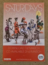 The Saturdays 6×4 Signed Card.