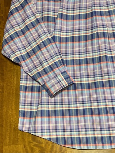 Brooks Brothers 346 X-Large Regent blau lila kariert Knopfleiste Langarm Herren - Bild 17 von 18