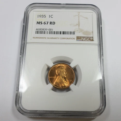 1935 P NGC MS67 RD RED - Lincoln Wheat Penny Cent 1c US Coin #58715A