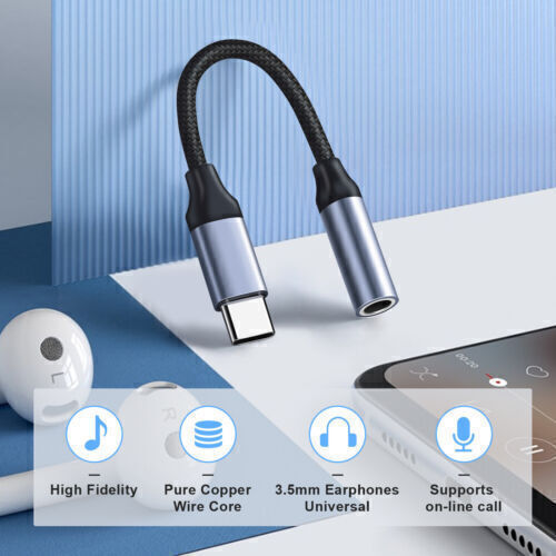 2 Pack USB C Type C To 3.5mm Audio Aux Headphone Jack Cable Adapter Fits Android - Picture 6 of 37