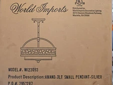 World Imports  Amano Collection 3-Light SILVER  small  Pendant
