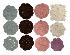 12 Handmade Crochet Lace Flower Classic Round Doilies Drink Coasters Multicolor