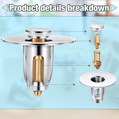 Universal Pop-Up Sink Drain Strainer Filter Bathroom Washbasin Bounce Sink Plug - Picture 11 of 14