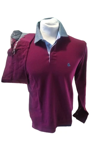 POLO UOMO MANICA LUNGA 100% COTONE DI FIBRA NATURALE MADE IN ITALY