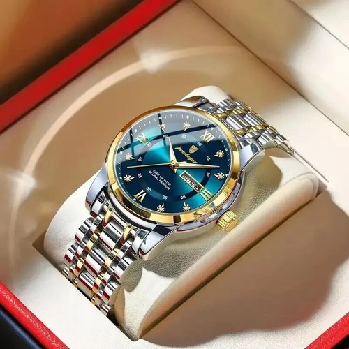 Stylish Men Luminous Date Watch Stainless Steel Quartz Watch