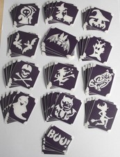 HALLOWEEN scary ghost bat set of 65 stencils 13 x 5 stencils glitter tattoo