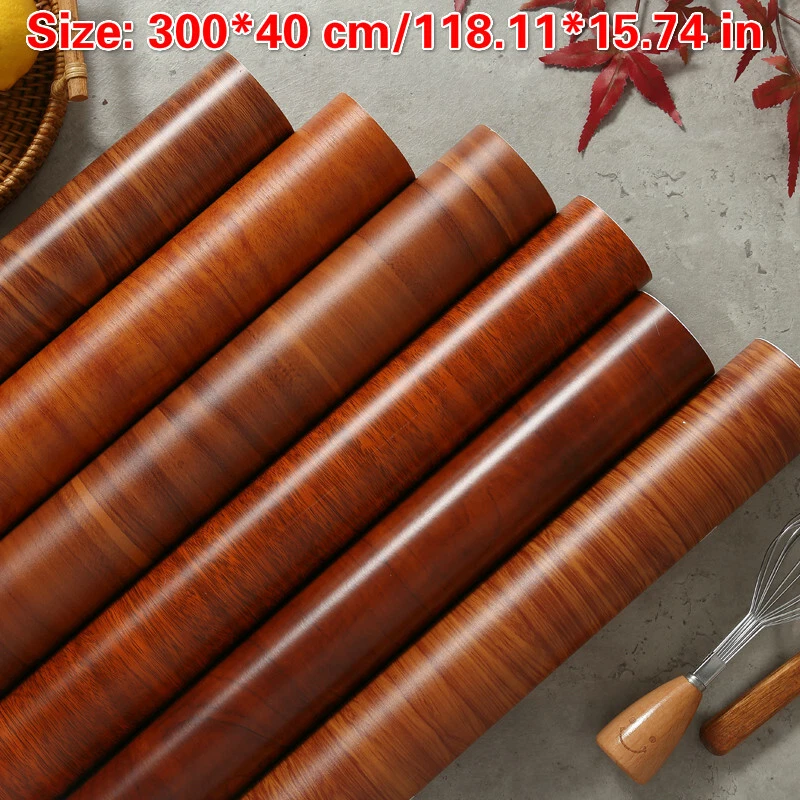 Self-adhesive Wood Grain Wall Stickers Waterproof Wallpaper Furniture Decor DIY - Image 3 of 4