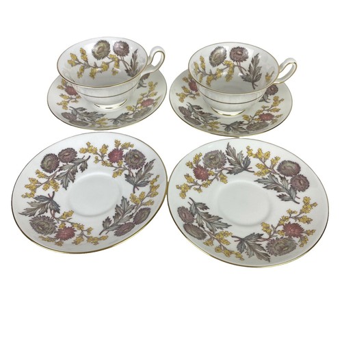 9 Pieces Wedgwood Lichfield Bone China Tea Cups Saucers Double Handle Soup Plate - Picture 5 of 7