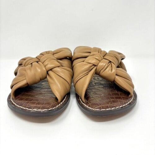 SAM EDELMAN Garson Camel Leather Knotted Slide Sandal - 7 - Picture 3 of 7