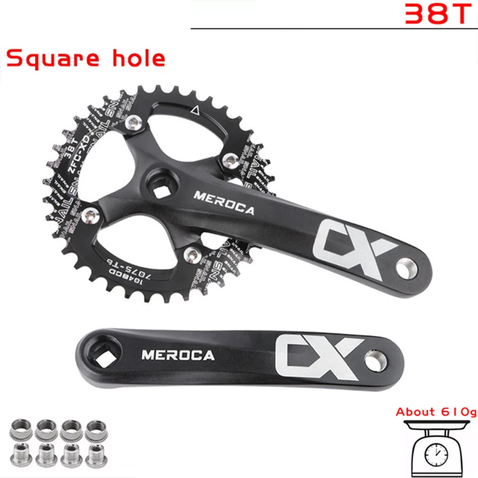 104BCD 34/38T MTB Bike Crankset BB Narrow Wide Chainring 170mm Single Crank Set - Image 2 of 4
